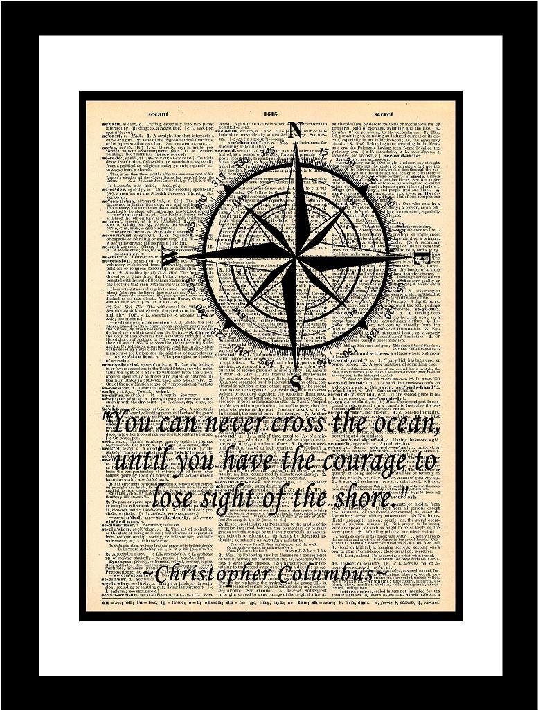 Citation De Christophe Colomb Et Rose Des Vents Imprimes Sur Etsy France
