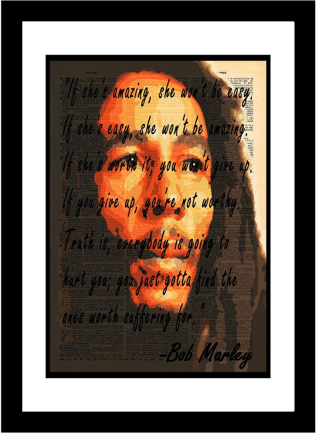 Bob Marley Quote Printed on Vintage Dictionary Old Paper Etsy Canada