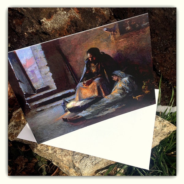 Gari Melchers The Nativity Impressionist Style Art Print Museum Quality Greeting Holiday Christmas Card Jesus Premium Stock Choose Quantity