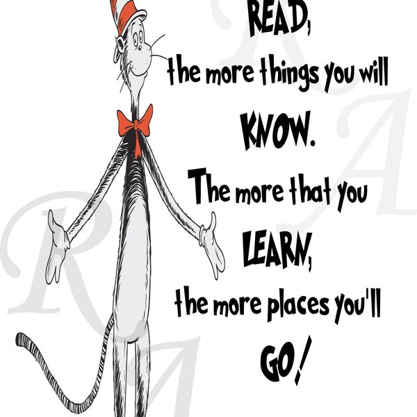 Instant Download Dr. Seuss Quote Digital Print on anything you want 8x10 PDF Original Wall Art Life Lessons Kids Decor Funny Cat in the Hat