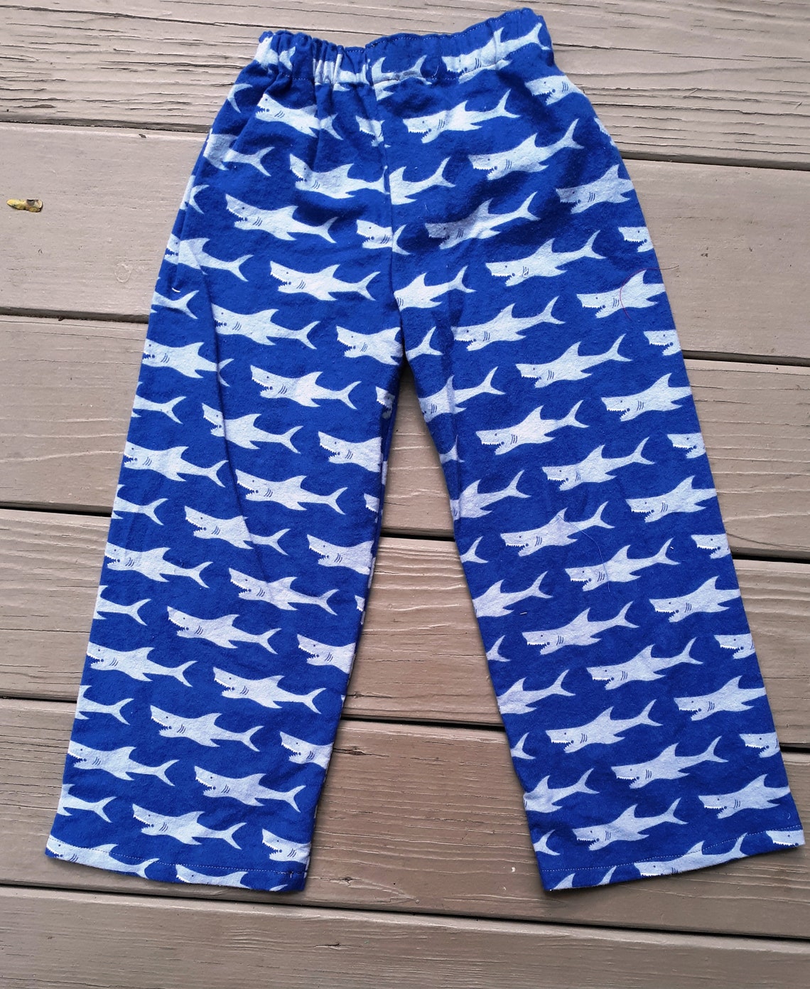 Blue Flannel Pajama Pants with Sharks size 4 Etsy