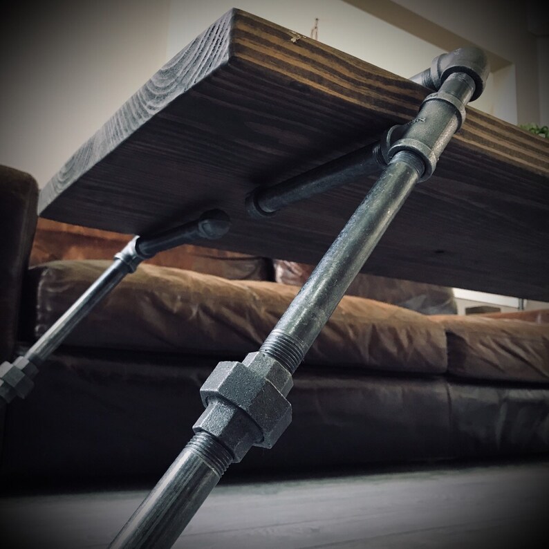 Industrial Coffee Table FREE SHIPPING Iron Pipe & Solid Wood Etsy