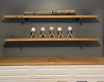 Stained Wood Shelf – 72” Long Farmhouse Board Plank DIY