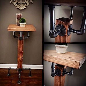 Pub / Bar Farmhouse Table FREE SHIPPING! - Solid Wood Beam & Iron Pipe Square Dining + Custom!