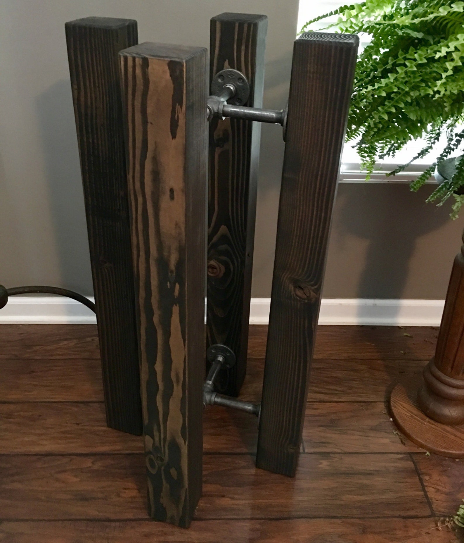 36" Tall Table Base FREE SHIPPING! Wood Beam & Iron Pipe Round / Square ...