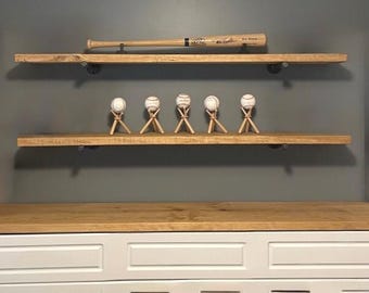 Stained 60" Solid Wood Shelf – Farmhouse Custom Plank
