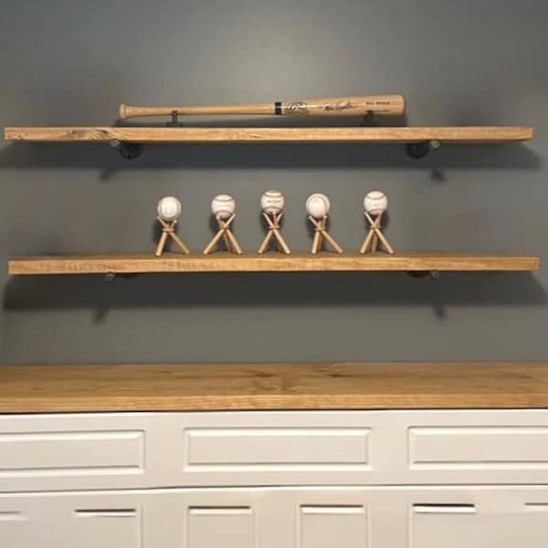 Stained 60" Solid Wood Shelf – Farmhouse Custom Plank