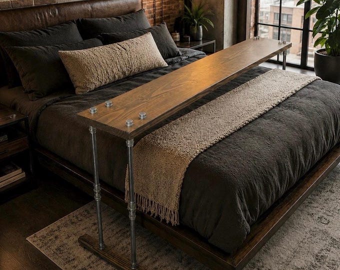 The ORIGINAL Rolling Over-The-Bed Table - Laptop Lap Desk TV Food Bedside Table Farmhouse
