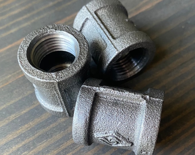 Single 1/2” Black Iron COUPLING - CLEAN - DIY Metal Shelving Fitting - Custom Build Desk/Table Legs - Farmhouse Wall Bracket - Connector