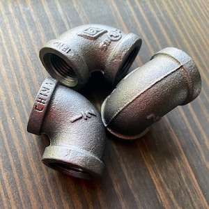 Single 1/2” Black Iron 90 ELBOW -CLEAN -DIY Metal Shelving Fitting - Custom Build Desk/Table Legs - Farmhouse Wall Bracket - Connector