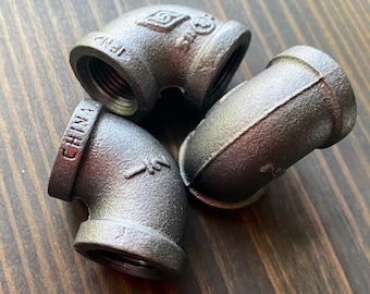 Single 1/2” Black Iron 90 ELBOW -CLEAN -DIY Metal Shelving Fitting - Custom Build Desk/Table Legs - Farmhouse Wall Bracket - Connector