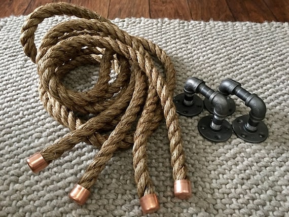 Set of 2 10' X 1 Thick Ropes W/ Copper Caps and Pipe Wall HARDWARE
