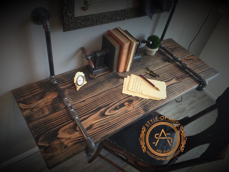 Iron Pipe Solid Wood Desk Free Suspended Wall Mounted Standing Computer Laptop Industrial Floating Shelf Table