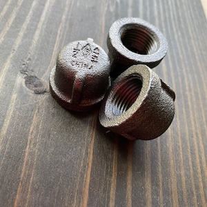 Single 1/2” Black Iron CAP - CLEAN - DIY Metal Shelving Fitting - Custom Build Desk/Table Legs - Farmhouse Wall Bracket - Connector