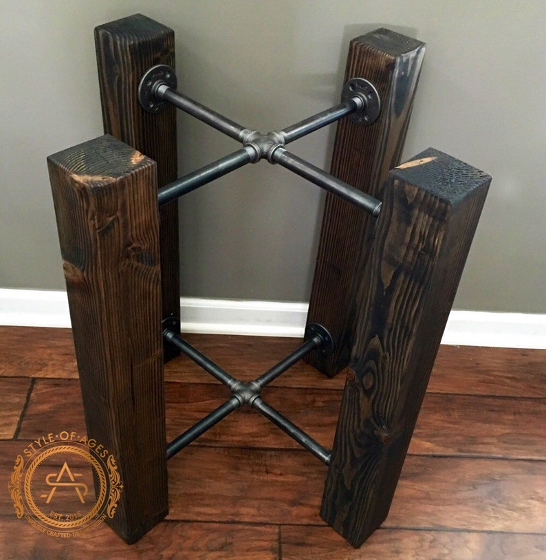 Table Base Free Solid Wood Beam Iron Pipe Round Square Dining Custom Options