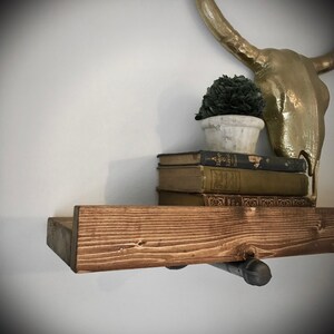 Picture Ledge FREE SHIPPING! Industrial Solid Wood Plank and Iron Pipe Bracket Simple Floating Wall Mounted w/ Lip - FARMHOUSE Whitewash