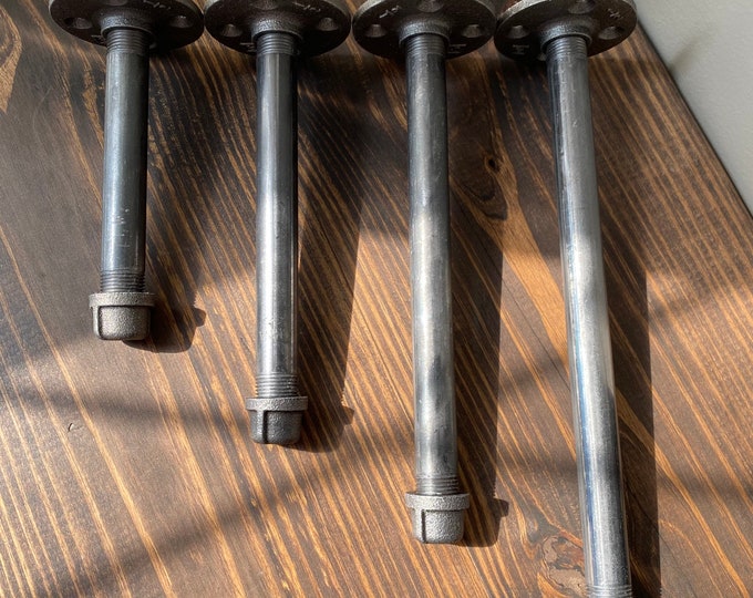 Black Iron Pipe Shelf Bracket - CLEAN Farmhouse DIY Metal Shelving - Custom Build Support - Steel Wall Bracket Attachment