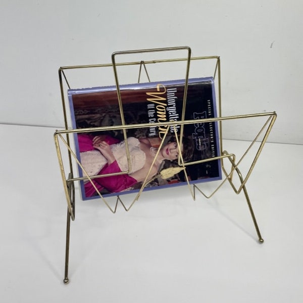 Vintage item/ Midcentury mod goldstone metal magazine rack / 1960's /