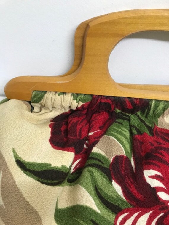 Vintage Bark cloth  Purse / Knitting Bag - image 5