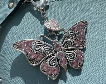 LILAC BUTTERFLY Purse Clip | Butterfly Rhinestone Purse Charm | Butterfly Gift | Purse Charm | Bag Charm | Tote Charm | Mother's Day