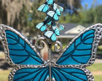 MYSTICAL FLURRY Teal Butterfly | Car Charm | Christmas Ornament | Fan Pull | Butterfly Gift | Memorial Gift | Road Totem | Now She Flies