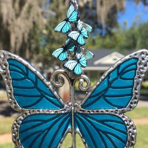 MYSTICAL FLURRY Teal Butterfly | Car Charm | Christmas Ornament | Fan Pull | Butterfly Gift | Memorial Gift | Road Totem | Now She Flies