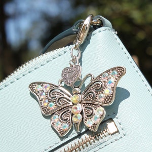 CLEAR AB BUTTERFLY Clip de bolso / Encanto de bolso de pedrería de mariposa / Regalo de mariposa / Encanto de bolso / Encanto de bolso / Encanto de tote / Día de la Madre