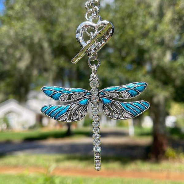 SKY BLUE Dragonfly Car Charm | Dragonfly Rearview Mirror Charm | Car Charm | Memorial Gift