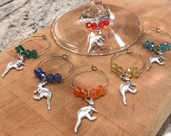 KANGAROO Wine Glass Charms | Wine Charms Set of 6 | Kangaroo Wine Charm | House Warming Gift | Secret Santa | Australia | Joey