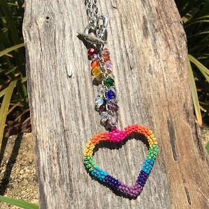 RAINBOW LOVE Car Charm | Heart | Rainbow | Pride | Chakra | Road Totem | First Car | Rearview Mirror Charm