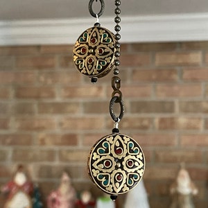 INDONESIAN Beaded Fan Pull | Fan Pull | Light Pull | Lighting | Bali | Indonesia | Indonesian Bead | BOHO Decor |