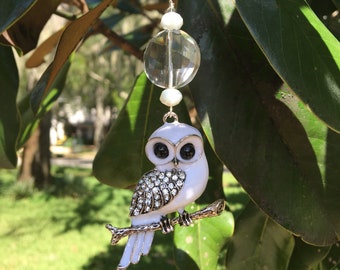 ARCTIC SNOW Owl Christmas Ornament | Rhinestone Christmas Ornament | Owl Home Decor | Owl Ornament | Hedwig | Snowy Owl