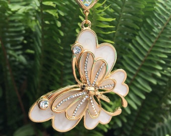 BLUSH IVORY...Butterfly Christmas Ornament | Rhinestone Christmas Ornament | Butterfly Gift | Butterfly Garden | Memory Gift