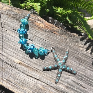 STARFISH Car Charm | Rearview Mirror Charm | Rhinestone Car Accessory | Beach Car Charm | Sea Shell Car Charm | Beach Gift | Beach Wedding