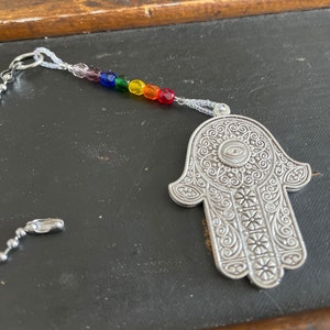 HAMSA Hand with Chakra Fan Light Pull | Hand of Fatima Fan Pull | Amulet | Hamsa Room Decor | Yoga Studio Decor | Chakra | Meditation