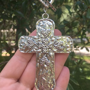 HAMMERED METAL CROSS Car Charm | Cross Car Charm | Religious Car Charm | Christian Car Charm | Cross | Silver Cross | Road Totem
