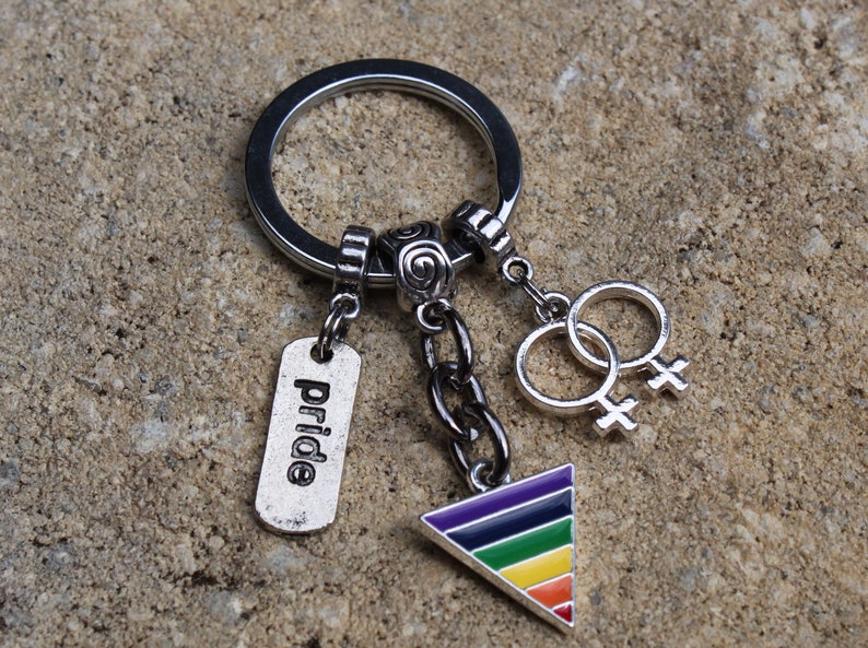 Lesbian Pride Keychain Lesbian Keyring Rainbow Key Chain Etsy