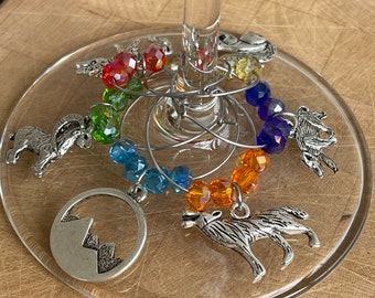 ANIMALES SALVAJES Encantos de copa de vino / Alce / Oso / Lobo / Encantos de copa de vino de Yellowstone / YNP / Parque Nacional de Yellowstone
