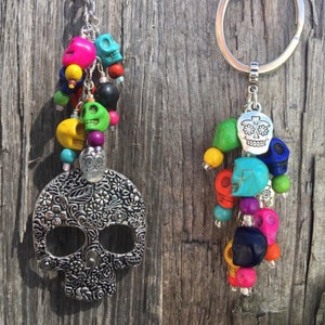 Sugar Skull Car Charm | Rearview Mirror Car Accessory Day of the Dead | Día de los Muertos | All Saints Day | Sugar Skull Key Chain