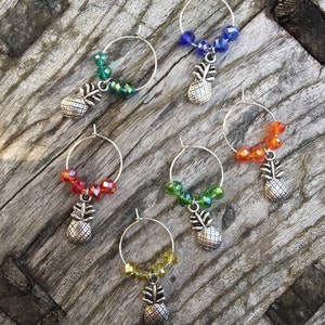 PINEAPPLE Wine Glass Charms | Wine Charm | Friendship Wine Charm | House Warming Gift | Welcome | Office Party Gift  | Secret Santa Gift