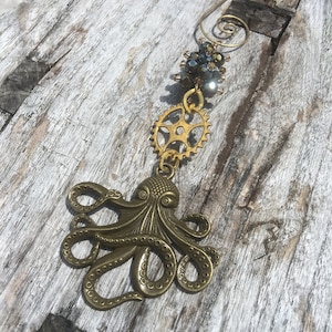 Décoration de Noël POULPE EN BRONZE | Décoration de Noël steampunk | Ensemble d&#39;ornements de Noël | Décoration d&#39;intérieur de poulpe | Cadeau pieuvre | Kraken
