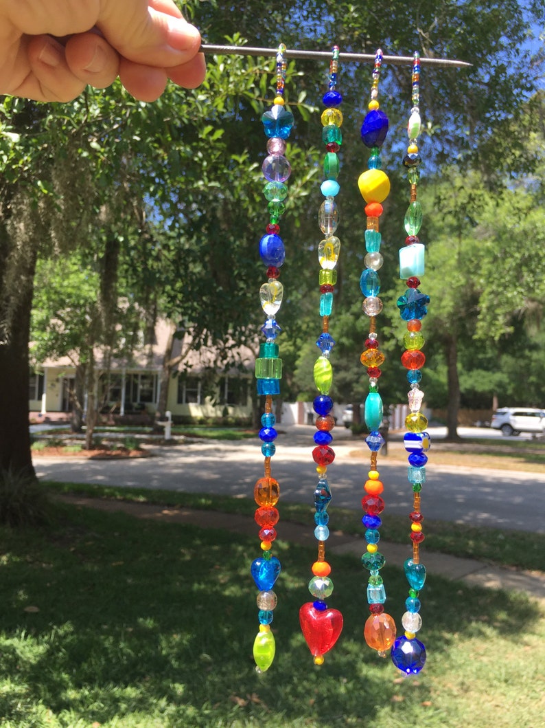 Beaded Suncatcher Glass Suncatcher Colorful Suncatcher Etsy