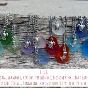 SEA GLASS TURTLE Necklace | Sea Glass | Turtle Necklace | Stainless Steel | Sea Glass Pendant | Sea Glass Jewelry