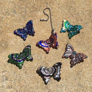 BUTTERFLY Fan Light Pull Silver Foil Glass | Fan Pull | Light Pull | Glass Fan Pull | Home Decor | Ceiling Fan | Butterfly | Butterfly Gift