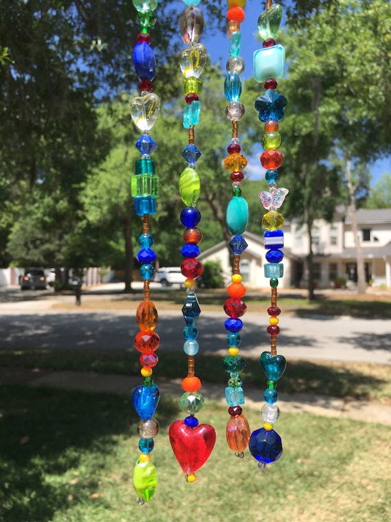 Beaded Suncatcher Glass Suncatcher Colorful Suncatcher Etsy