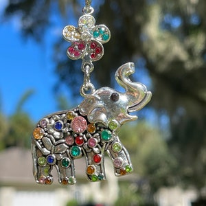 Colorful ELEPHANT Christmas Ornament | Rhinestone Christmas Ornament | Elephant Home Decor | Elephants | African Elephant | Indian Elephant
