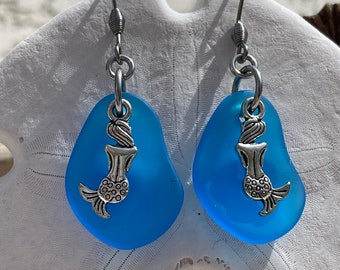 MERMAID SEA GLASS Earrings | Sea Glass | Recycled Glass | Beach | Cruise | Tropical Vacation | Mermaid