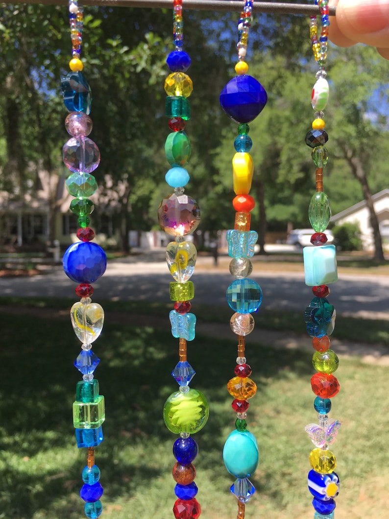 Beaded Suncatcher Glass Suncatcher Colorful Suncatcher Etsy