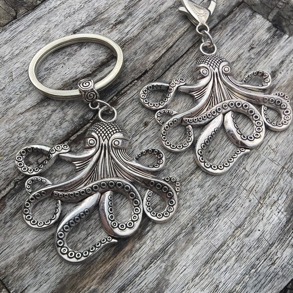 Octopus Key Chain | Octopus Key Ring | Octopus Purse Charm | Stocking Stuffer | Nautical | Steampunk Purse Charm Keychain | Kraken