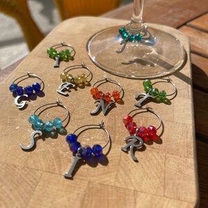 INITIAL Wine Glass Charms | Girls Night In | Bridesmaid Gift | Bridal Shower